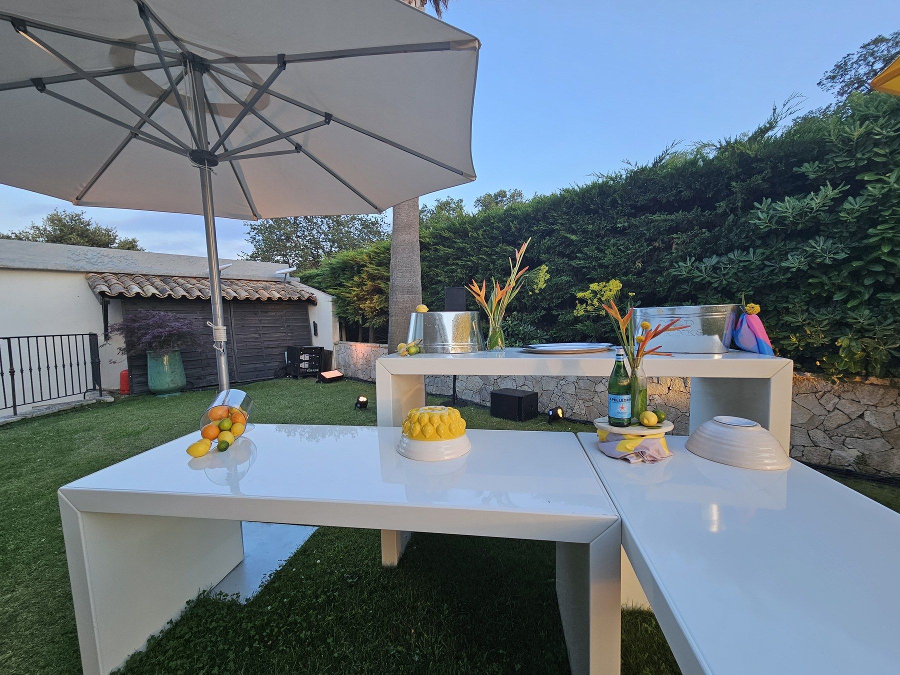 Generous charcuterie buffet set up for a villa reception.
